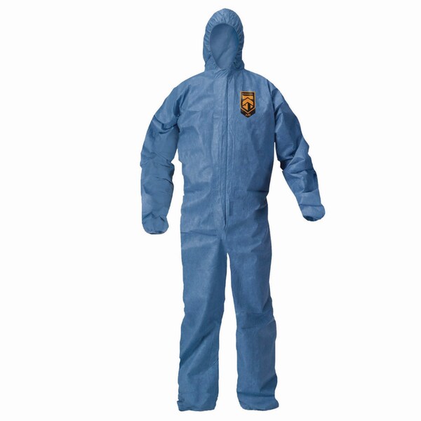Kleenguard A20 Breathable Particle Protection Coveralls, ZipFront, Hood, Elastic Back, Wrists, Ankles, 3XL, Blue, 20PK - KCC 58516