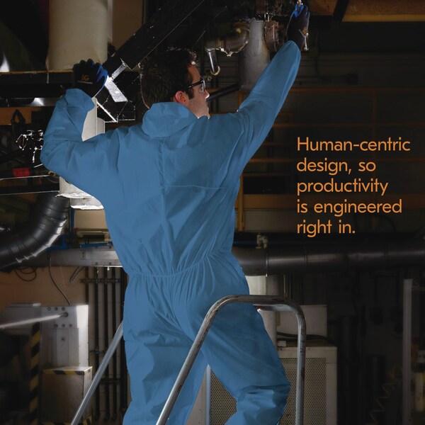Kleenguard A20 Breathable Particle Protection Coveralls, ZipFront, Hood, Elastic Back, Wrists, Ankles, 3XL, Blue, 20PK - KCC 58516