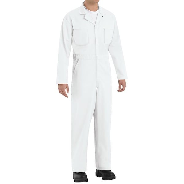 Red Kap Coverall, 35% Cotton, 65% Polyester, 7.25 oz Fabric Weight, 30 in Inseam, White, 52 Regular - CT10WH RG 52
