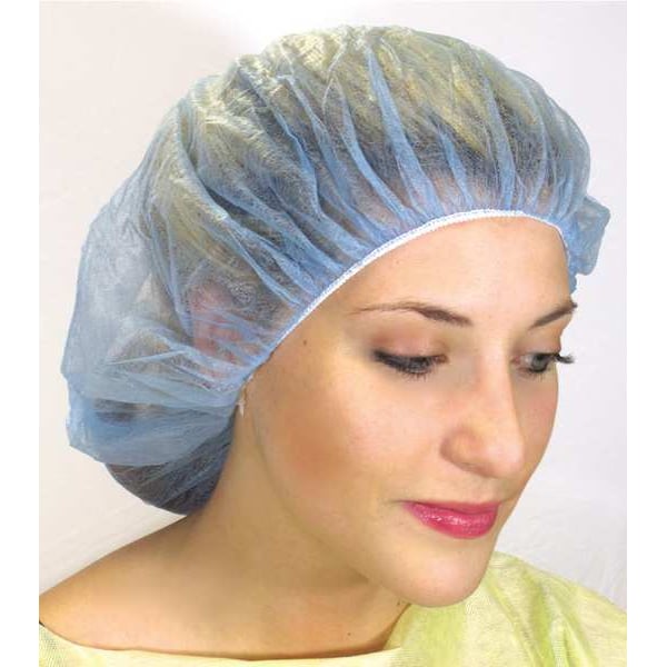 Hcs Bouffant Cap, Polypropylene, 24 in Dia., Blue, L, 500 PK - HCS3010