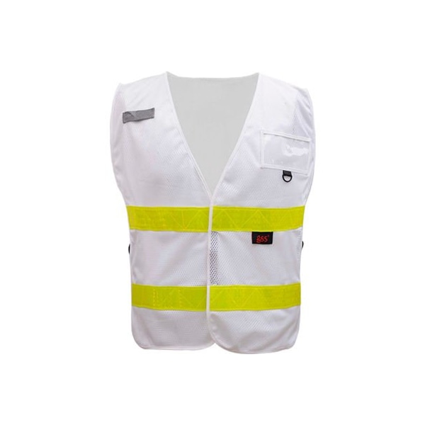 Gss Safety GSS Safety Incident Command Vest- White w/ Lime Prismatic Tape-One size Fits All - 3118