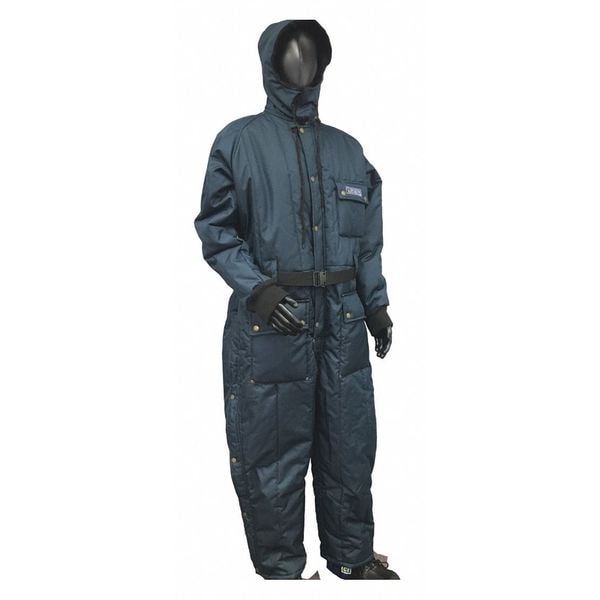 Polar Plus Heavy Duty Hooded Coverall -50F 3X-Short, 430 Denier Nylon Oxford Urethane-Coated Shell, Navy - 22020NS