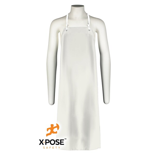 Xpose Safety White Heavy Duty 8 Mil White Vinyl Aprons, Size 35 in  X 45 in , 12PK - AV100-12