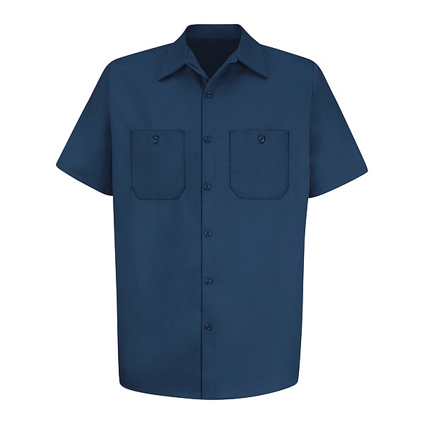 Red Kap Men's Short Sleeve Work Shirt, Cotton, Buttons Closure, 2 Pocket(s), L - SC40NV SS L