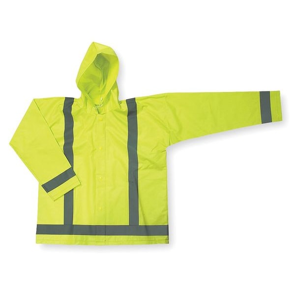 Condor Hi-Vis Rain Jacket, Polyester, Class 3 Green, XL - 4GE65