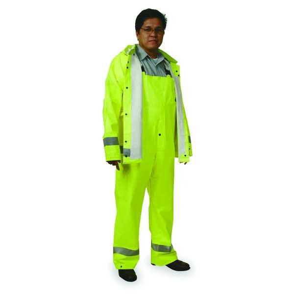 Condor Hi-Vis Rain Jacket, Polyester, Class 3 Green, XL - 4GE65