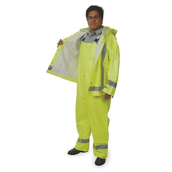 Condor Hi-Vis Rain Jacket, Polyester, Class 3 Green, XL - 4GE65
