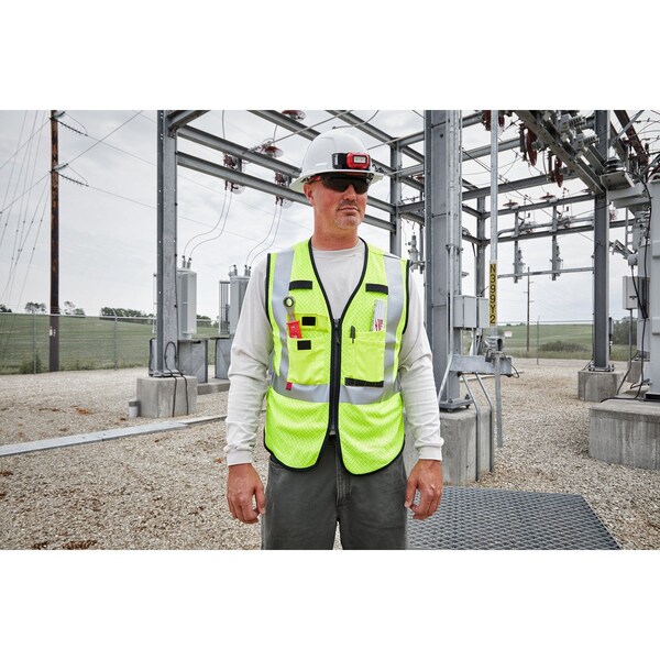 Milwaukee Tool AR/FR Cat.1 High Visibility Vest L, XL Class 2 X Back, , Hook and Loop 10 Pockets, 2 Mic Tab, No - 48-73-5212