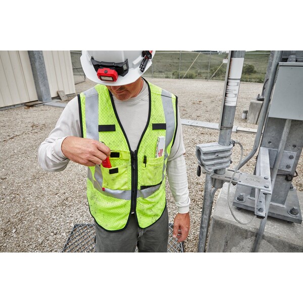Milwaukee Tool AR/FR Cat.1 High Visibility Vest L, XL Class 2 X Back, , Hook and Loop 10 Pockets, 2 Mic Tab, No - 48-73-5212