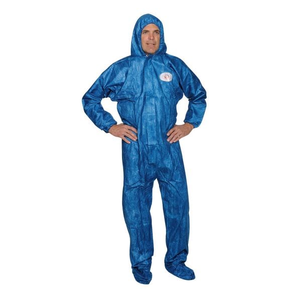 Viroguard Disposable Coverall, Hooded, 5XL, Microporous Laminate, Zipper, Elastic Cuff, Attached Boots Ankle - 2404-5XL