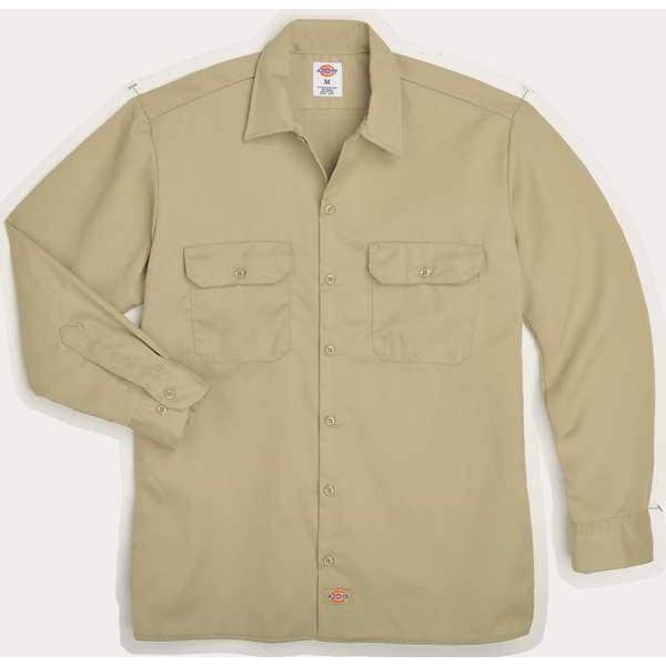 Dickies Men's Long Sleeve Work Shirt, Cotton/Polyester, Button Closure, L - 5574KH RG L
