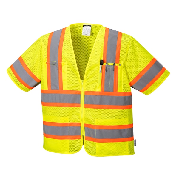 Portwest Augusta Hi-Vis Vest w/Sleeves 3XL Class Class 3 , Zipper 4 Pockets - US383