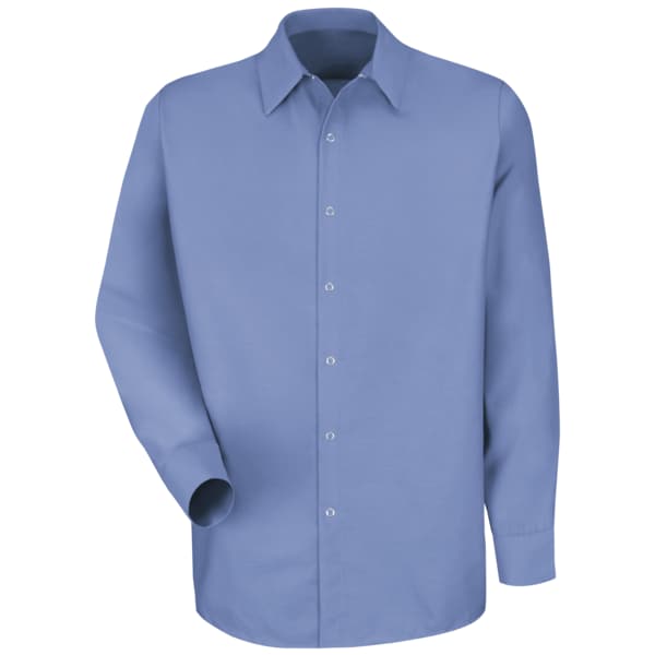 Red Kap Men's Long Sleeve Pocketless Work Shirt, Cotton/Polyester, Snap Closure, 0 Pocket(s), L - SP16LB RG L