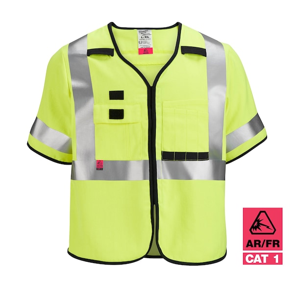 Milwaukee Tool AR/FR Cat.1 High Visibility Vest w/Sleeves 2XL, 3XL Class 3 U Back, , Zipper 10 Pockets, 2 Mic Tab - 48-73-5223
