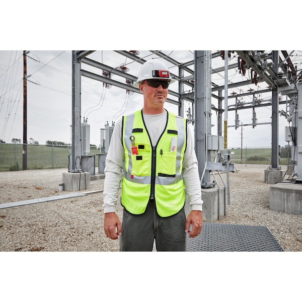 Milwaukee Tool AR/FR Cat.1 High Visibility Vest w/Sleeves 2XL, 3XL Class 3 U Back, , Zipper 10 Pockets, 2 Mic Tab - 48-73-5223