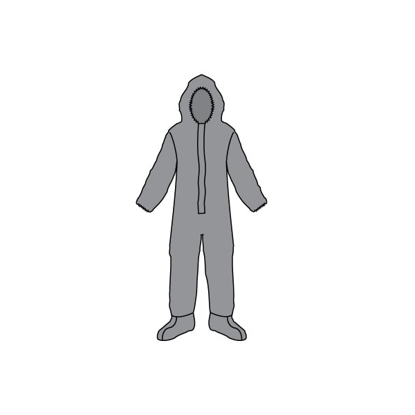 Kappler Disposable Coveralls, Hooded, 2XL/3XL, Zipper, Elastic Cuff, Attached Boots Ankle, Bound Seam - Z2B414GY2X3X