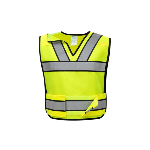 2W International Hi-Vis Public Safety Vest L, XL Class 2 V Back, , Hook & Loop 2 Mic Tab - PWB507 L/XL