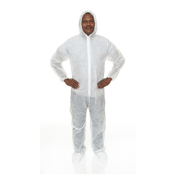 International Enviroguard Heavy Coverall w Hood, Boot, XL, White, PK25, White, Size XL - 2029