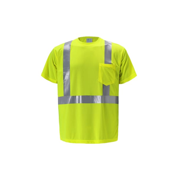 2W International High Viz Short Sleeve Birdseye T Shirt, Medium, Lime, Class 2 - TB105C-2 M