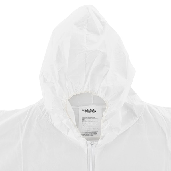 Global Industrial Disposable Coverall, L, 25 PK, White, 60% Polypropylene/40% Polyethylene - 708191L