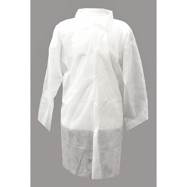 Action Chemical Disposable Lab Coat, Polypropylene, Snaps Closure, White, XL, 30 PK - PP110-XL