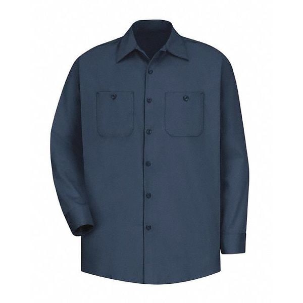 Red Kap Men's Long Sleeve Work Shirt, Cotton, Buttons Closure, 2 Pocket(s), M - SC30NV RG M