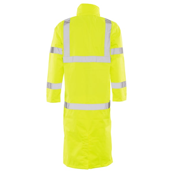 Erb Safety Hi-Vis Rain Coat, Polyester/Polyurethane Coating, Class 3 High Visibility Lime, 2XL - 62031