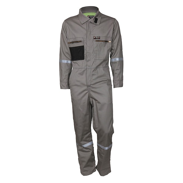 Mcr Safety Coverall, 8.7 cal/sq cm ATPV, L, 30 in Inseam, Flame-Retardant 100% Treated Cotton, Zipper - SBC201146