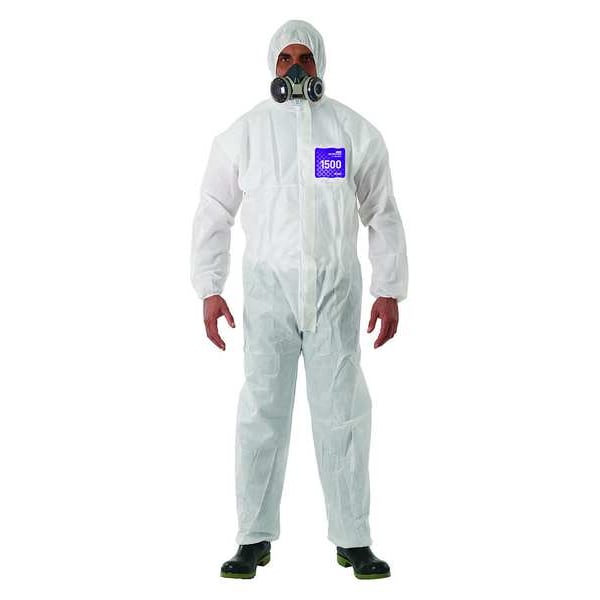 Ansell Disposable Coverall, Hooded, L, SMS, Zipper, Elastic Cuff, Attached Boots Ankle, Serged Seam, 25 PK - WH15-S-92-106-04