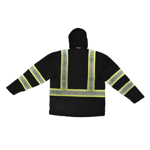 Dewalt Hi-Vis Rain Jacket, Ripstop Polyester, Class 1 Type O, Black, XL - DRW11-1ZGR-XL