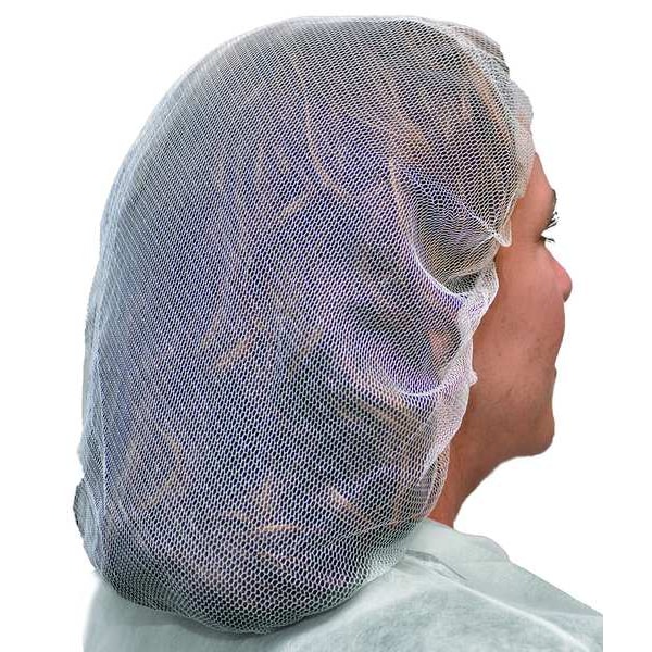 Action Chemical Hairnet, Nylon, 18 in Dia., White, S, 1000 PK - H18W