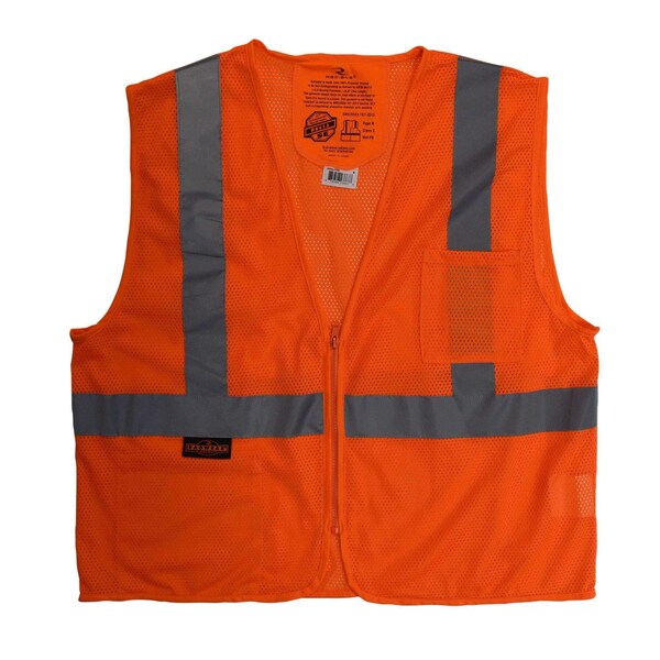 Radians Hi-Vis Safety Vest M Class 2 Solid Back, , Zipper Closure 2 Pockets - SV25-2ZOM-M