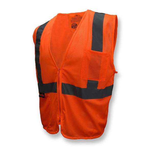 Radians Hi-Vis Safety Vest M Class 2 Solid Back, , Zipper Closure 2 Pockets - SV25-2ZOM-M
