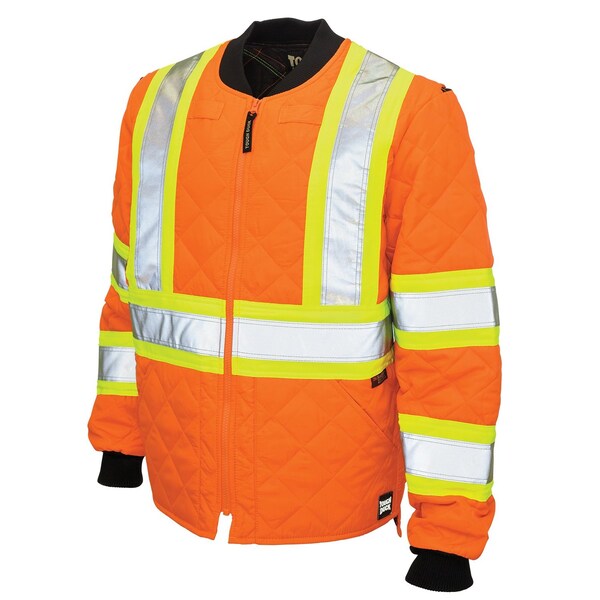 Tough Duck Hi-Vis Quilted Safety Jacket, 100% Polyester, Class 3 Type R, Fluorescent Orange, LT - S43241