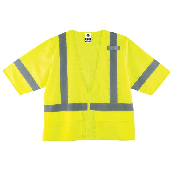 Ergodyne Hi-Vis Economy Vest w/Sleeves S Class 3 U Back, , Zipper 3 Pockets, 1 Mic Tab - 8320Z