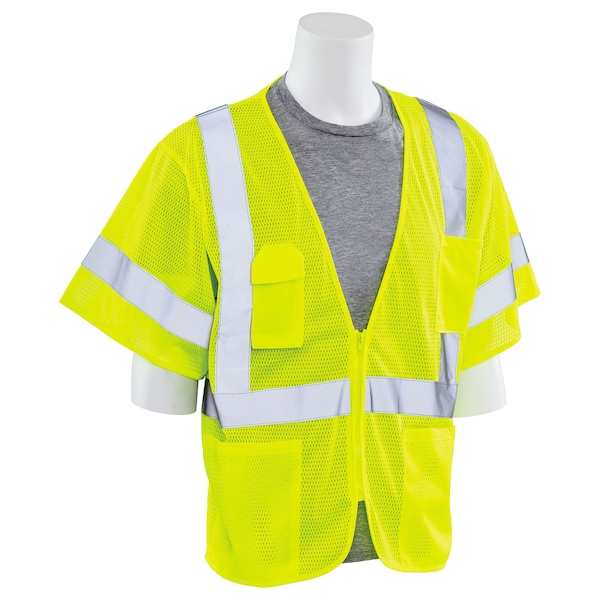 Deltaplus Safety Vest, Mesh, Hi-Viz, Lime, 4XL, Size: 4Xl - 61892