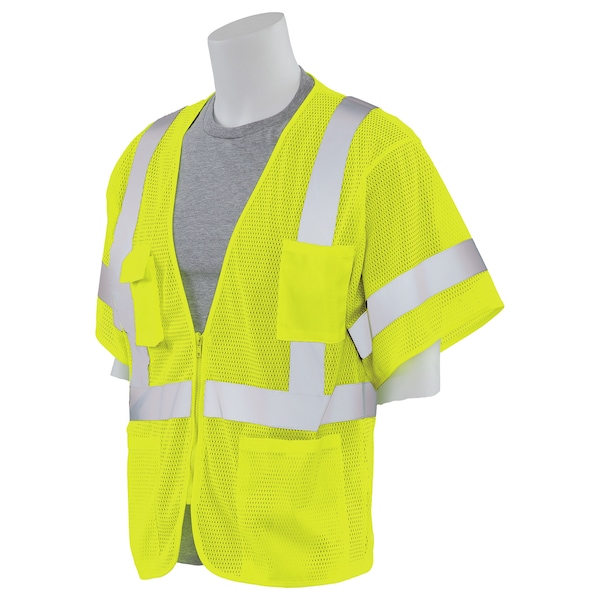 Deltaplus Safety Vest, Mesh, Hi-Viz, Lime, 4XL, Size: 4Xl - 61892