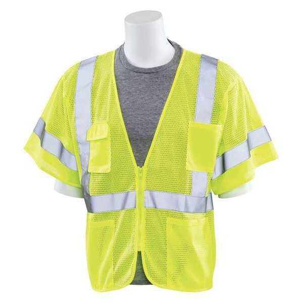 Deltaplus Safety Vest, Mesh, Hi-Viz, Lime, 4XL, Size: 4Xl - 61892