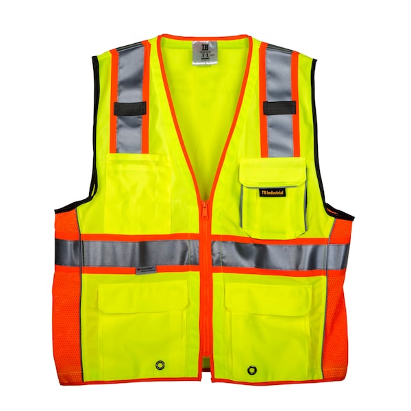 Tr Industrial Class 2 Safety Vest with Pockets and Zipper Closure, 3M Strips, XXXL - TR88055-3M-XXXL