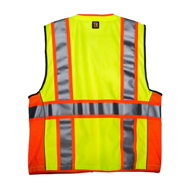Tr Industrial Class 2 Safety Vest with Pockets and Zipper Closure, 3M Strips, XXXL - TR88055-3M-XXXL