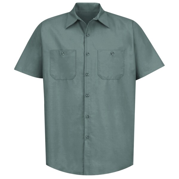 Red Kap Men's Short Sleeve Poplin Work Shirt, Cotton/Polyester, Buttons Closure, 2 Pocket(s), Green - SP24LG SS 5XL