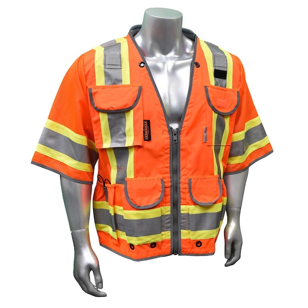 Radians Two-Tone Hi-Vis Engineer Vest w/Sleeves Xl Class 3 , Zipper 6 Pockets, Yes (Dual Mic Tabs) Mic Tab - SV55-3ZOD-XL