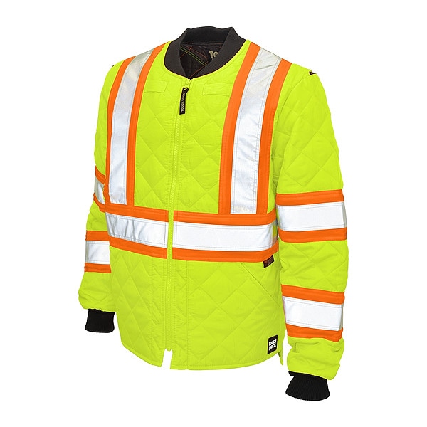 Tough Duck Hi-Vis Quilted Safety Jacket, 100% Polyester, Class 3 Type R, Fluorescent Green, 5XL - S43231
