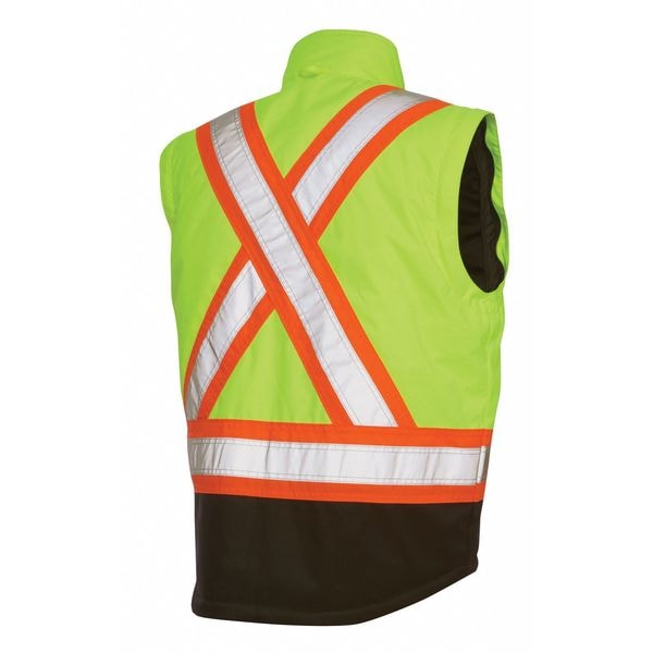Tough Duck Hi-Vis 5-in-1 Safety Jacket, 300D Poly Oxford with PU Coating, Class 3 Type R, Fluorescent Green, L - S42611