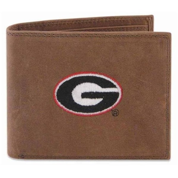 Zeppelinproducts ZeppelinProducts UGA-IWE1-CRZH-LBR Georgia Passcase Embroidered Leather Wallet - UGA-IWE1-CRZH-LBR