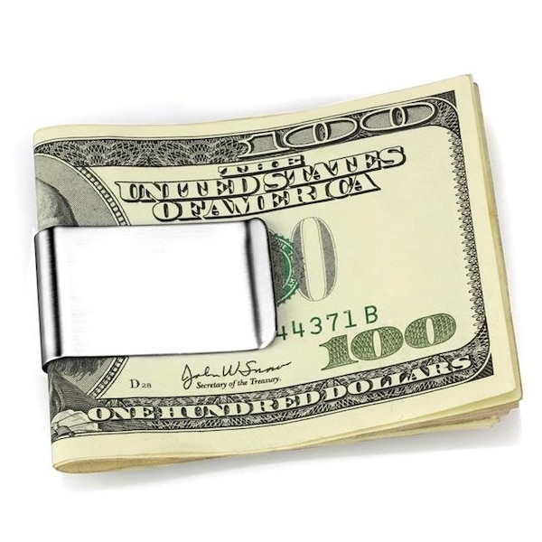 Alamode Alamode LO3380 Unisex High Polished Stainless Steel Money Clip with No Stone in No Stone - LO3380