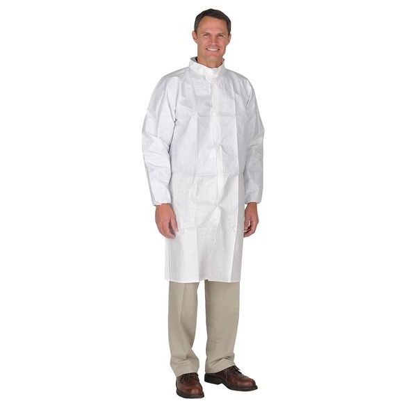 International Enviroguard Disposable Frock, Fabric, Snaps Closure, White, XL, 50 PK - CE11026CIS-XL