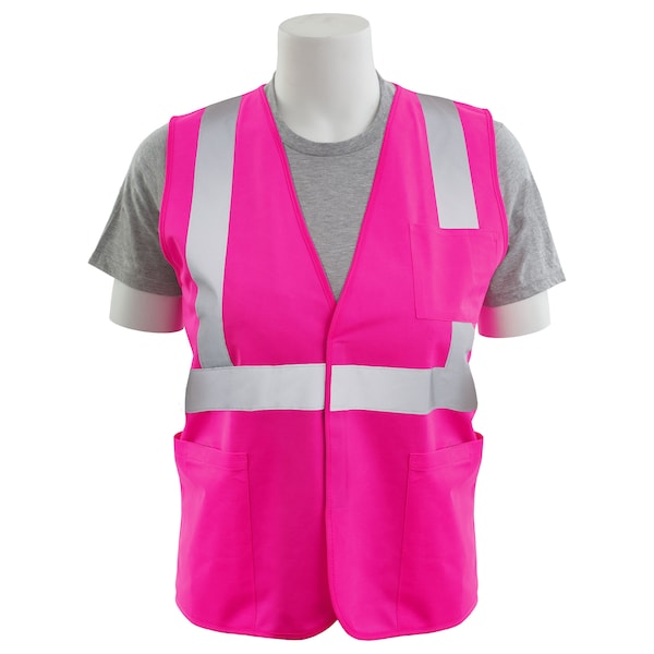 Deltaplus Safety Vest, Unisex Fit, Tricot, Non ANSI, S762P, Hi-Viz Pink, LG - 61332