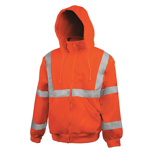 Vea H-Vis Hooded Sweatshirt, Microfiber Fleece, L - VEA-602-ST-OR-LG