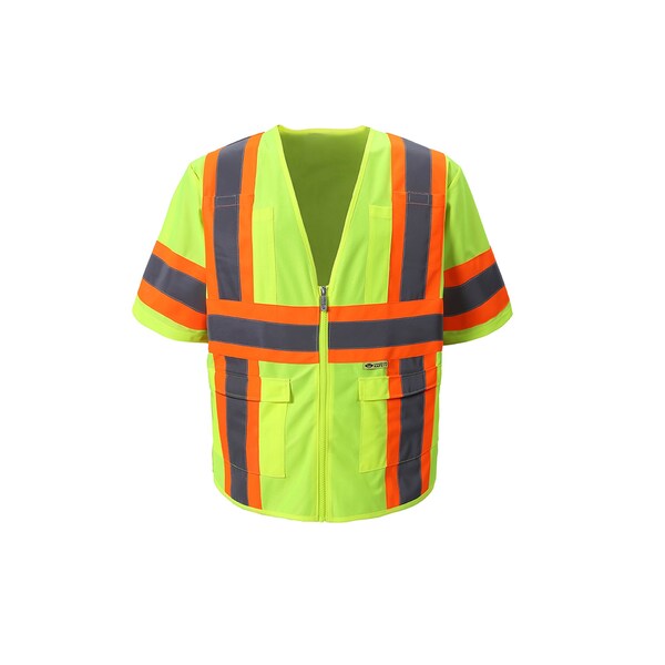 2W International Contrast Hi-Vis Safety Vest w/Sleeves 2XL Class 3 , Zipper 6 Pockets - 7148C-3 2XL